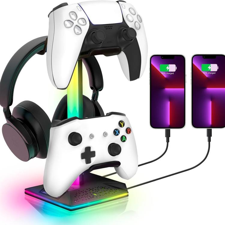 Piifoxer RGB Luminous Headphone Stand Handle Display Stand Charging Expansion Port