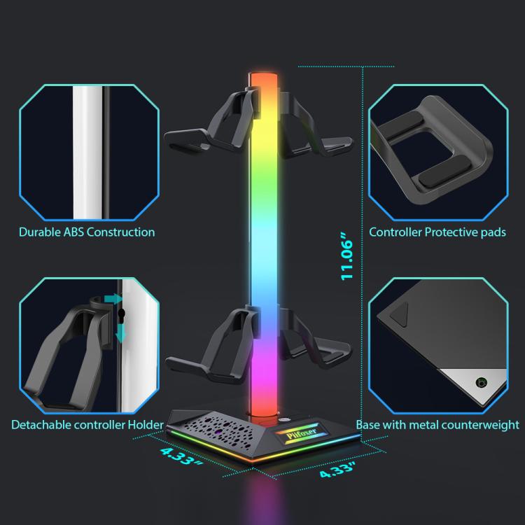 Piifoxer RGB Luminous Headphone Stand Handle Display Stand Charging Expansion Port