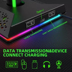 Piifoxer RGB Luminous Headphone Stand Handle Display Stand Charging Expansion Port