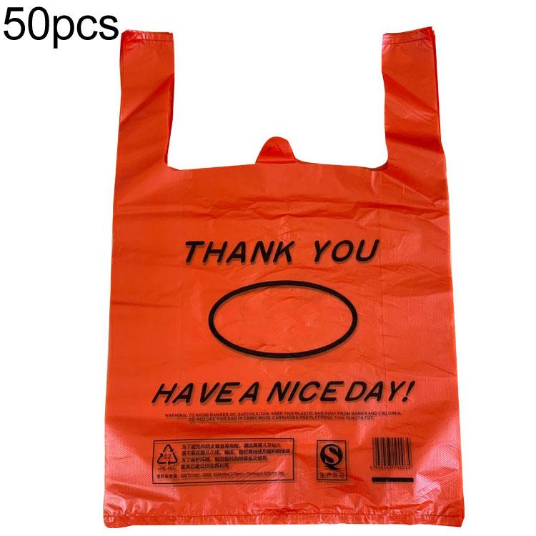 Plastic Bag, 50bags In One Package — Red Extra Thick 32x50cm