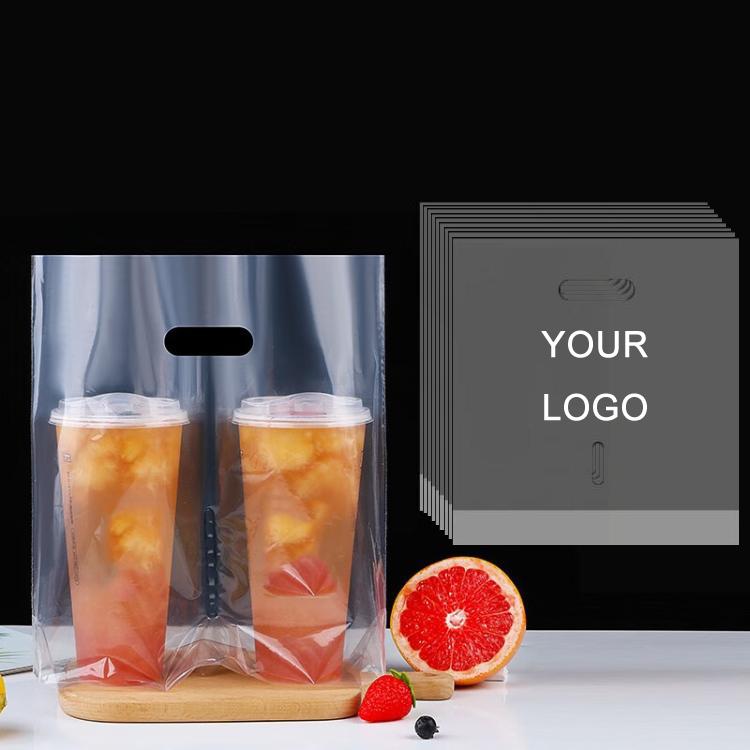Milk Tea Coffee Disposable Takeout Bags, 100 bags in one package — 90mm Double Cup 700ml