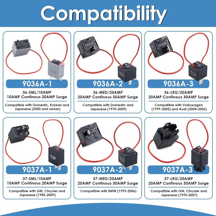 6-Piece Set 9038A Relay Bypass Switch Tester Kit With Wires For Electrical Testing