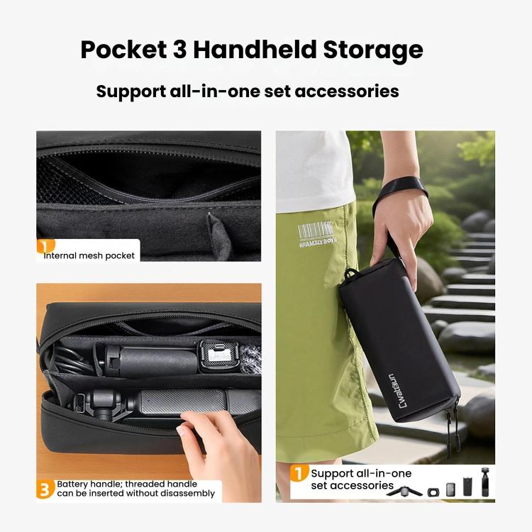 For DJI Osmo Pocket 3 Cwatcun D240 Small Storage Bag Crossbody Portable Waterproof Sports Camera Bag