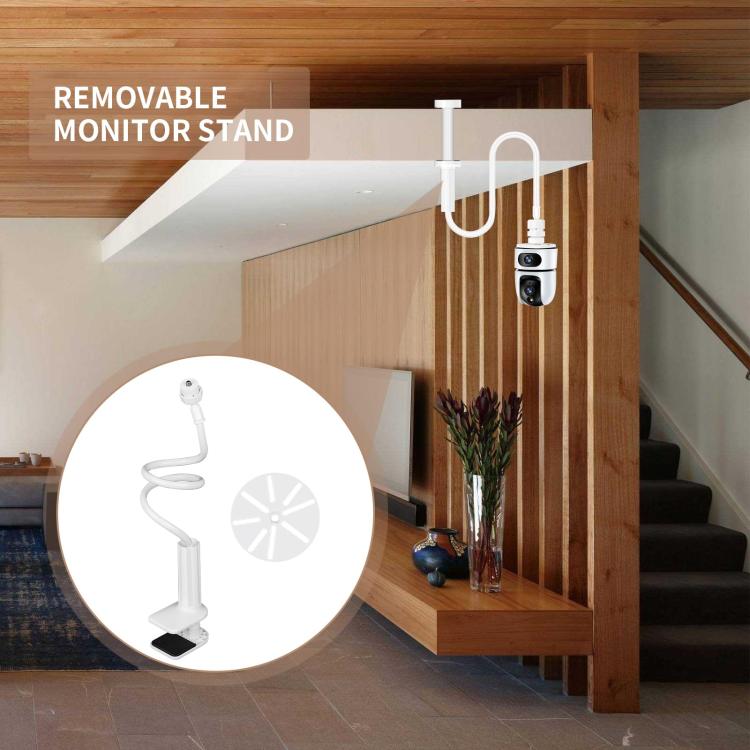 No-Drill Security Camera Mount With Clip Flexible Bendable Bracket Base For Baby Monitor/Webcam