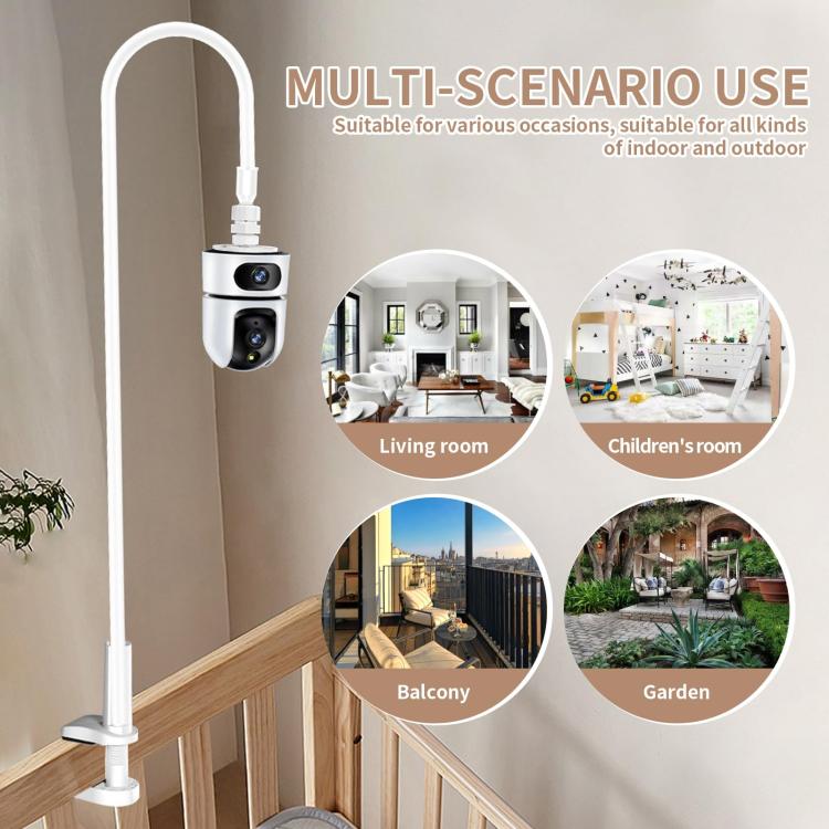 No-Drill Security Camera Mount With Clip Flexible Bendable Bracket Base For Baby Monitor/Webcam