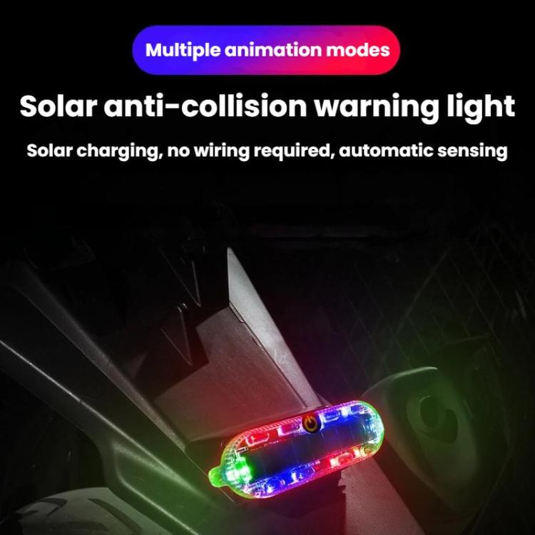 Car Solar-Powered Anti-Collision Warning Light Motorcycle Wireless LED Rear Tail Light
