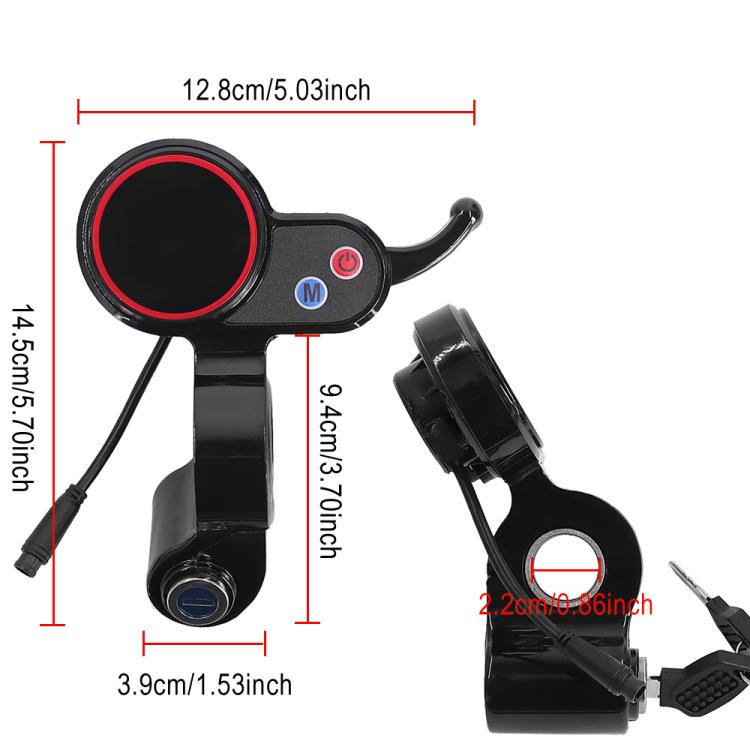 Electric Scooter LCD Display With Lock 6 Pin Dashboard