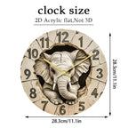 11 inch Elephant 3D Stereoscopic Living Room Decorative Silent Wall Clock — APC103