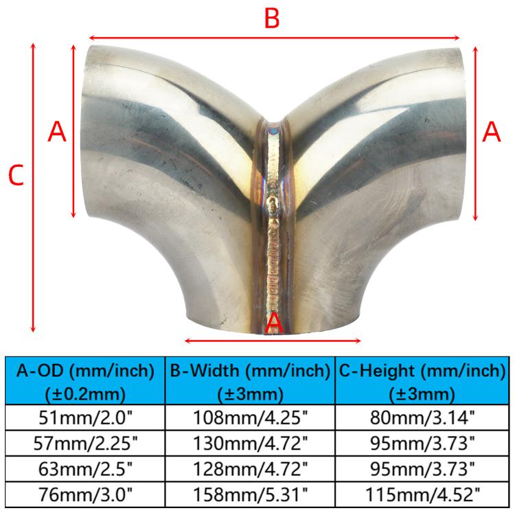 Y-type Three-way Connector For Stainless Steel Exhaust Pipes