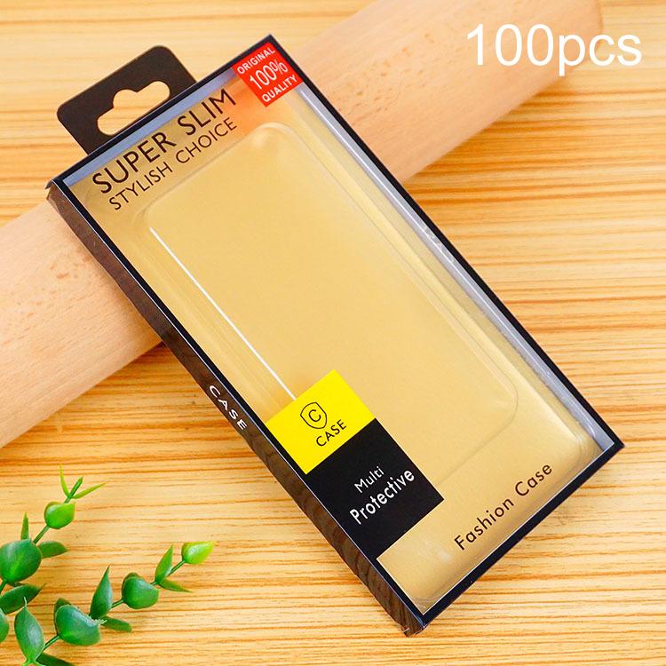 100pcs /Pack Clear PVC Blister Packaging Boxes For Phone Cases Retail Boxes — Black+Silver Cardboard