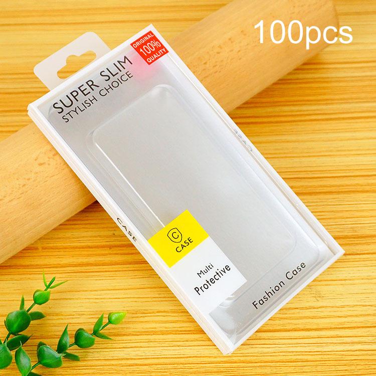 100pcs /Pack Clear PVC Blister Packaging Boxes For Phone Cases Retail Boxes — White+Gold Cardboard