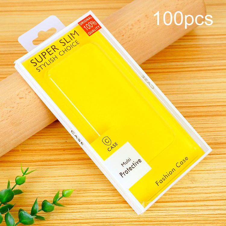 100pcs /Pack Clear PVC Blister Packaging Boxes For Phone Cases Retail Boxes — Black+Yellow Cardboard
