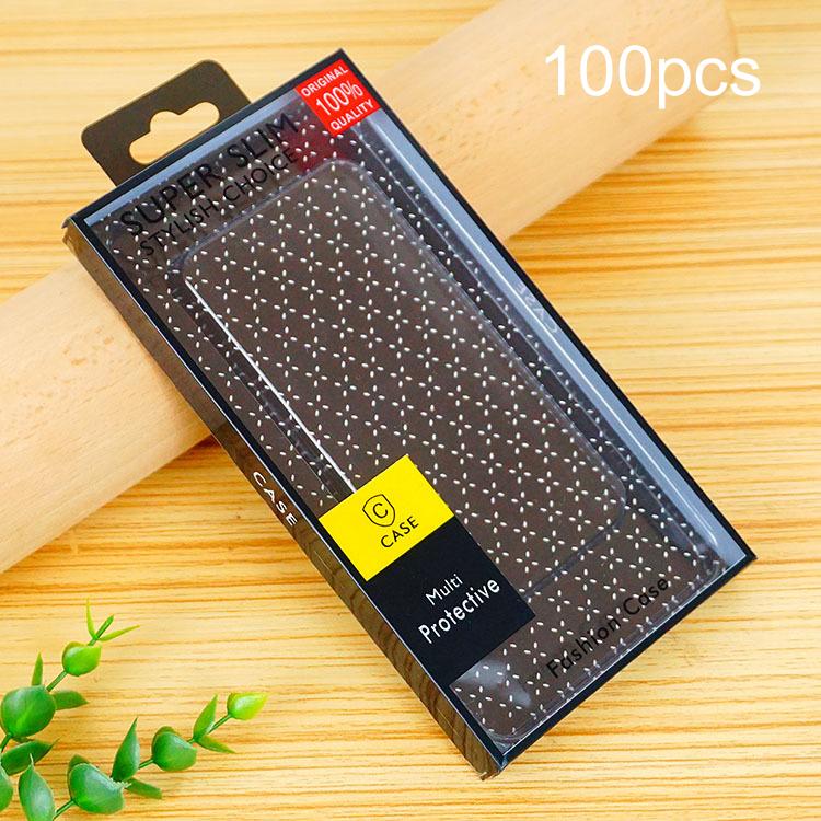 100pcs /Pack Clear PVC Blister Packaging Boxes For Phone Cases Retail Boxes — White+Yellow Cardboard