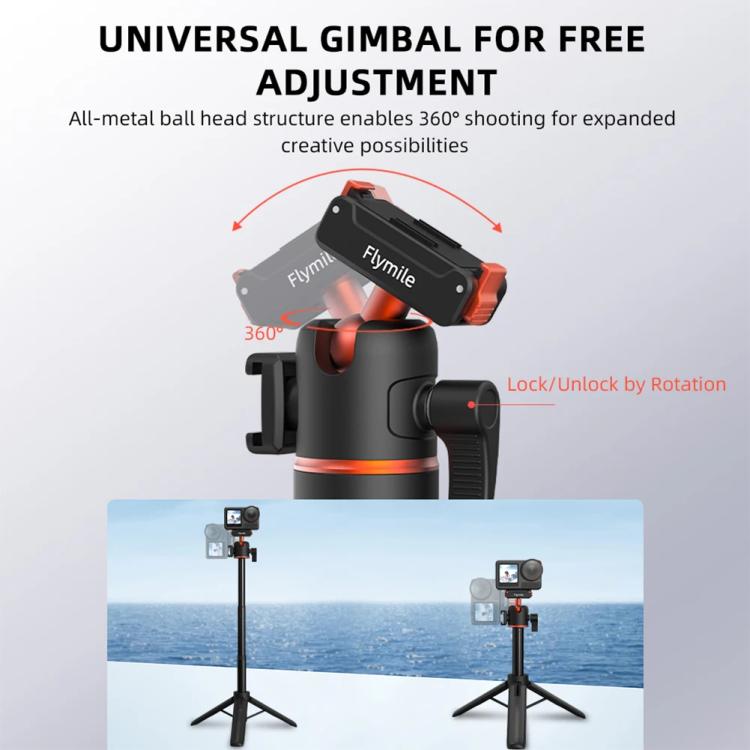 Flymile AC5012_5 Extended Selfie Stick Holder Magnetic Quick Release Tripod