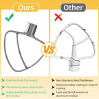 Stainless Steel Flat Beater For KitchenAid 4.5 & 5 QT Mixers - No Coating Chip-Resistant Attachment — view 5