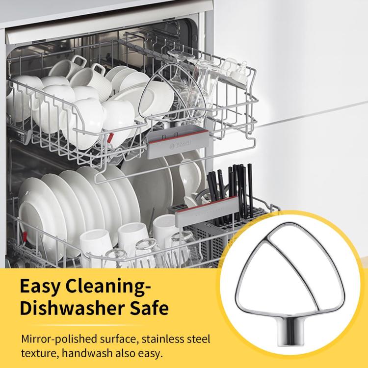 Stainless Steel Flat Beater For KitchenAid 4.5 & 5 QT Mixers - No Coating Chip-Resistant Attachment — view 6