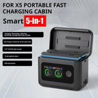 SYMIK Battery Charger Hub For Insta360 X5 Charging Station Portable Power Manager With 1.47-Inch LCD Screen