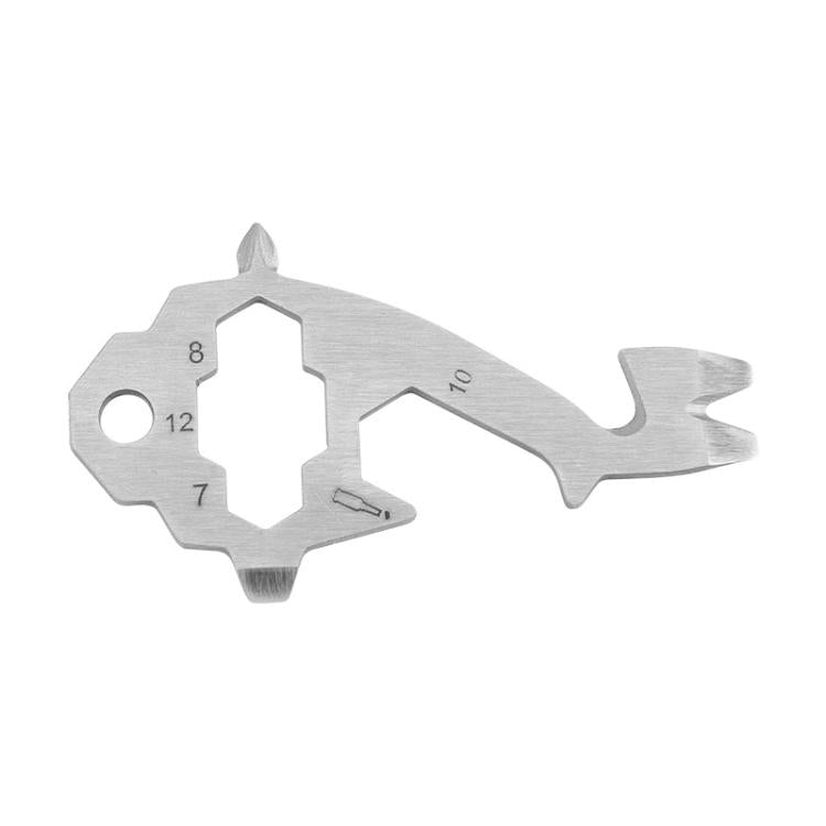 Outdoor Wrench Bottle Opener Screw Tool Stainless Steel Multi-Tool Card — Shark Shape