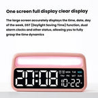 LED Ambient Light Bedside Alarm Clock Home Decor Multi-Function Clock With White Light — Blue