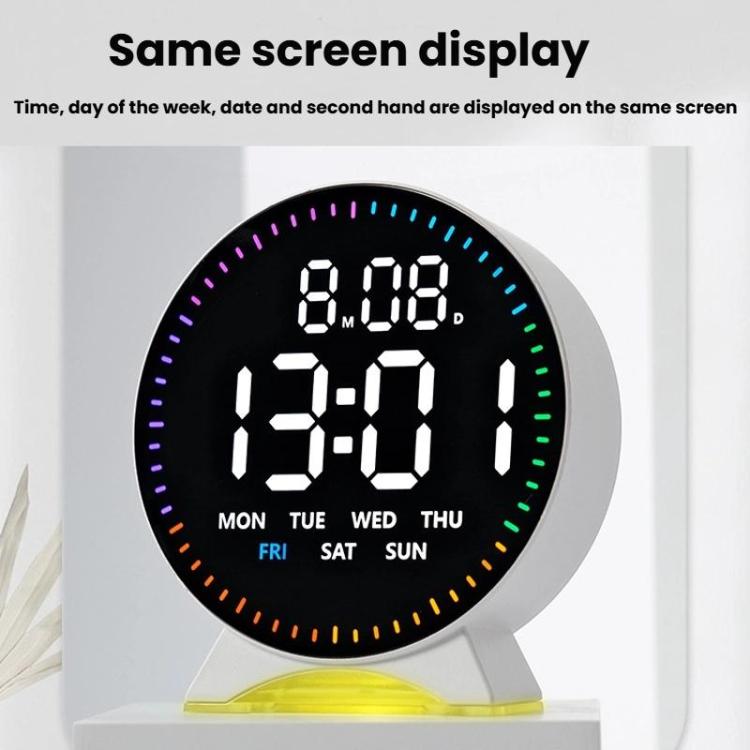 LED Multifunction Electronic Alarm Clock Running Seconds Clock Bedside with Night Light Electronic Clock — Black Shell Red Light
