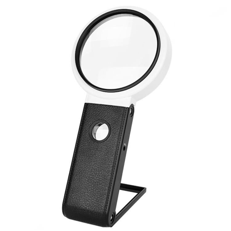 LED Folding Desktop Magnifying Glass For Reading Antique Jewelry Identification — 80mm 6X / 25X