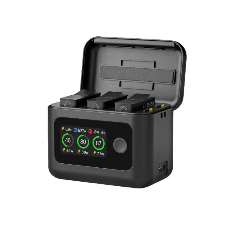 SYMIK Battery Charger For GoPro HERO13 Black Charging Hub Portable Power Manager With 1.47-Inch LCD Screen