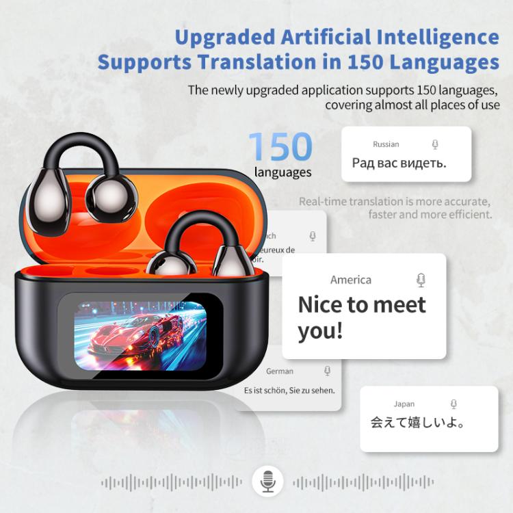 150 Languages Ai Smart Translator Bluetooth Earphones With Color Screen Charging Compartment