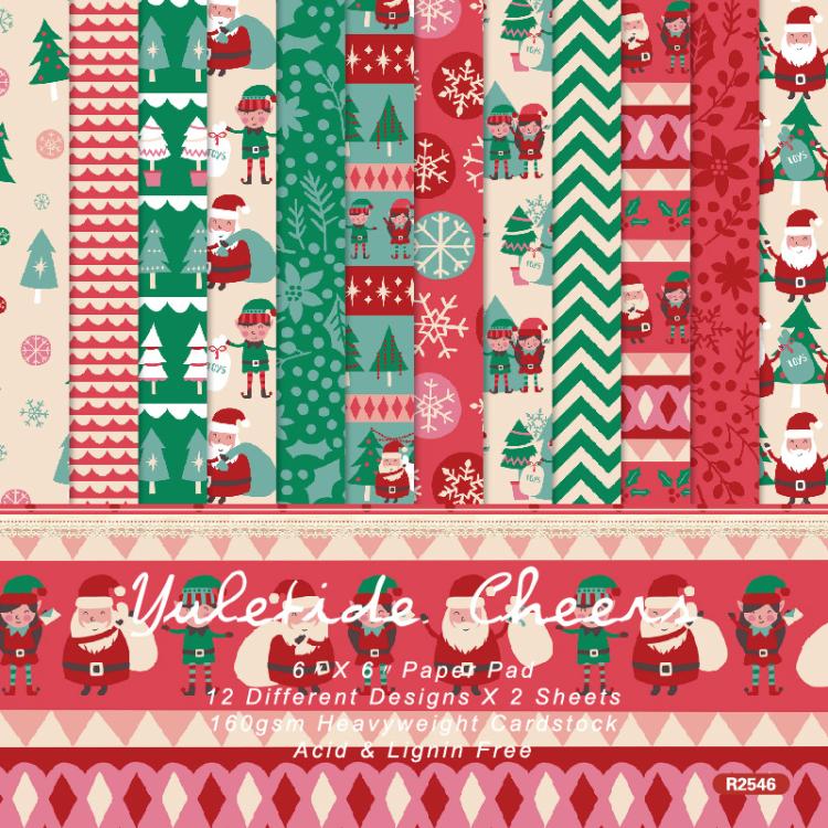 R2546 6 Inch 24 Sheets Christmas Journal Scrapbook Paper Single-Sided Patterned Background Paper