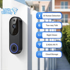HD Night Vision Smart Video Doorbell Wireless Voice Intercom Surveillance Electronic Peephole — US Plug Dingdong