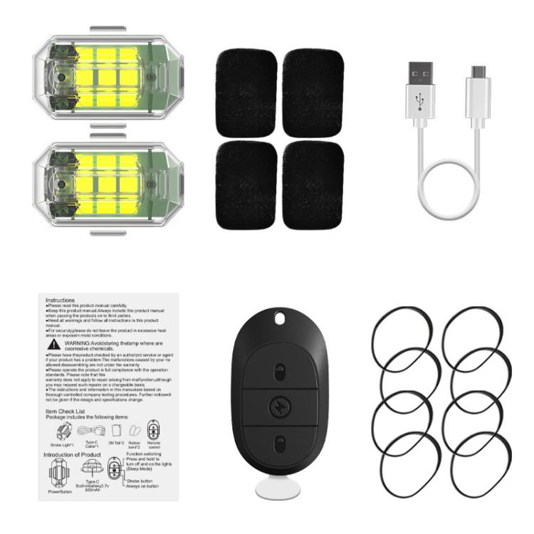M3 Motorcycle Bicycle Drone Strobe Light Waterproof Wireless Remote Control Anti-Tailgating Light — 4 Lights + Remote Control
