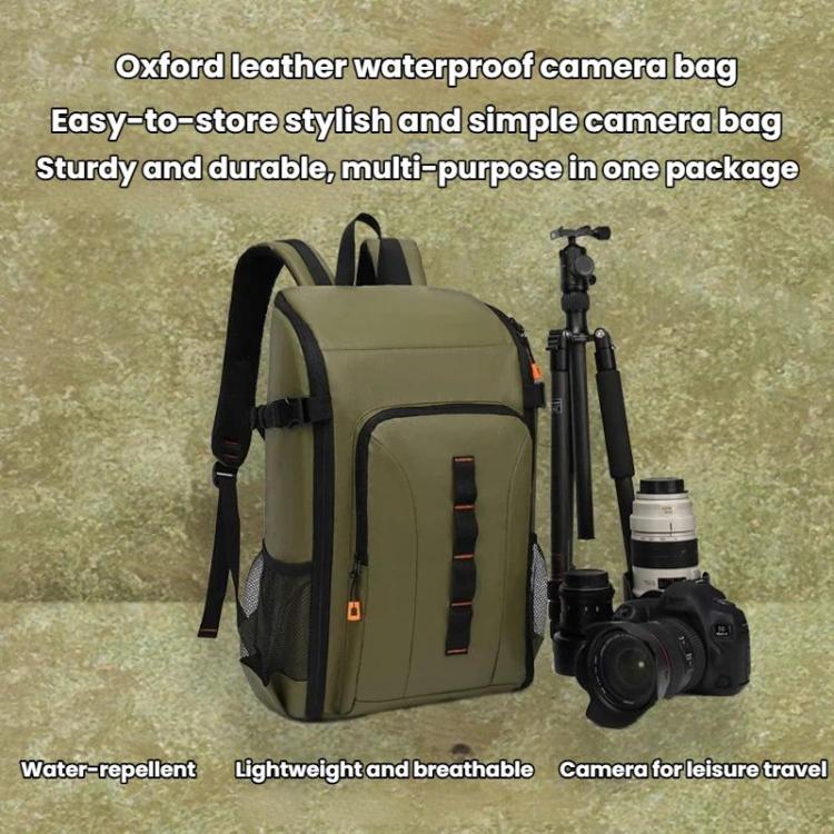 Outdoor Large Capacity Waterproof Camera Bag Detachable Portable DSLR Backpack — Olive Green