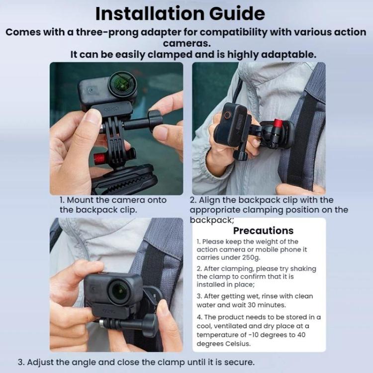 For DJI/GoPro/Insta360 Backpack Shoulder Strap Camera Mount