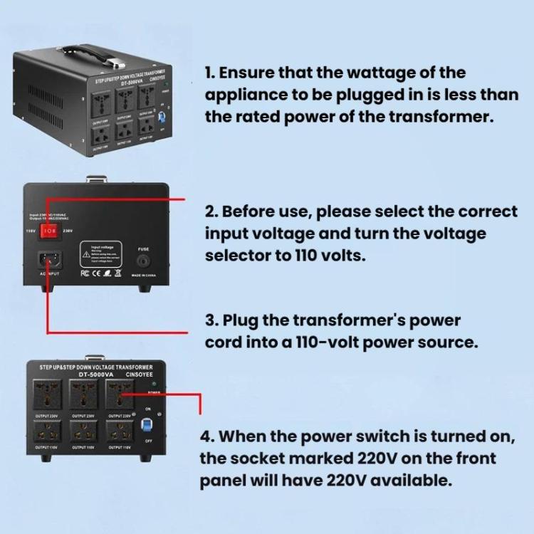 Toroidal Power Transformer Portable Household Power Converter US Plug