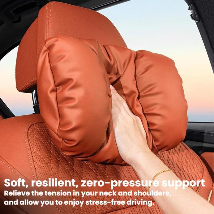 Car Stain-Resistant Leather Headrest Car Neck Pillow Lumbar Cushion Set — view 11