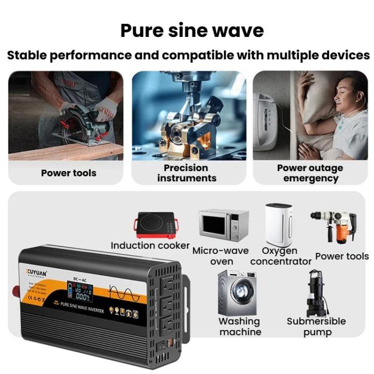 XUYUAN 12V / 24V To 110V Pure Sine Wave Inverter Power Inverter US Plug