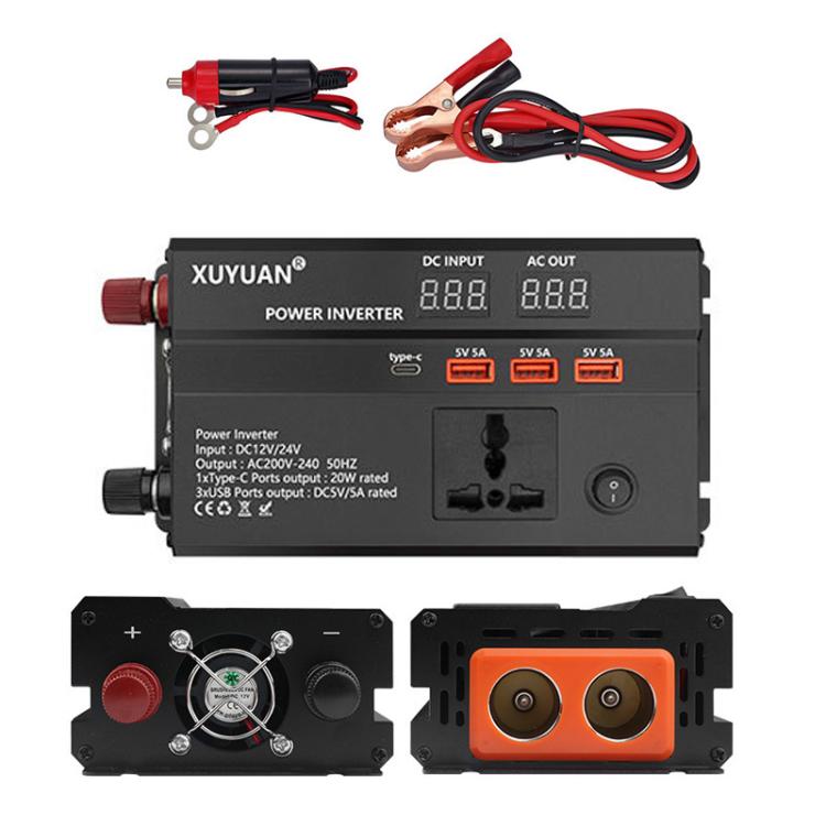 XUYUAN 12V / 24V To 220V Car Power Inverter LED Display Power Converter