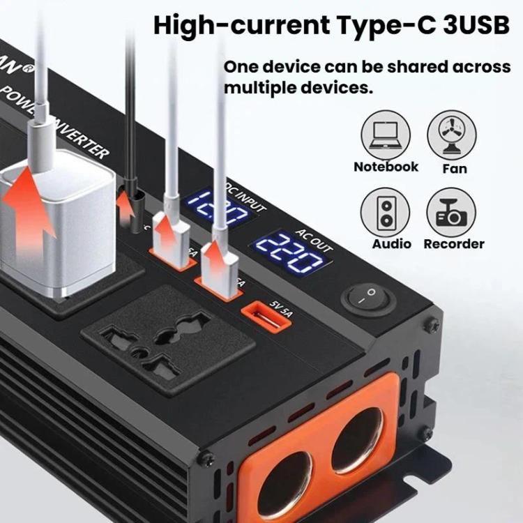 XUYUAN 12V / 24V To 220V Car Power Inverter LED Display Power Converter