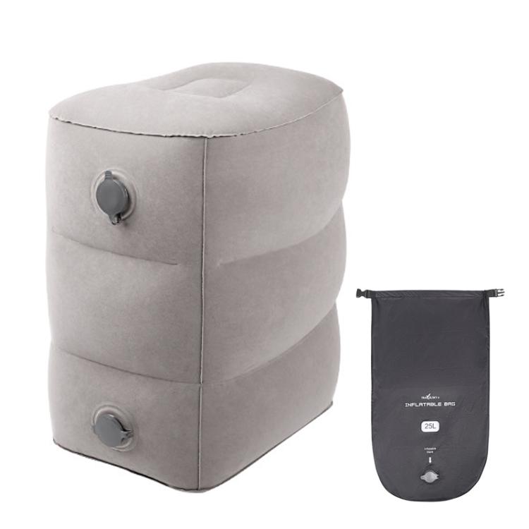 TRAELSKY Flocking PVC Inflatable Footstool Airplane Train Car Footrest Office Nap Footrest With Inflatable Bag — 3 Layer
