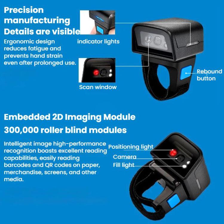 2D Ring Bluetooth Scanner Mini Wireless Barcode Scanner For Warehouse Logistics — view 7