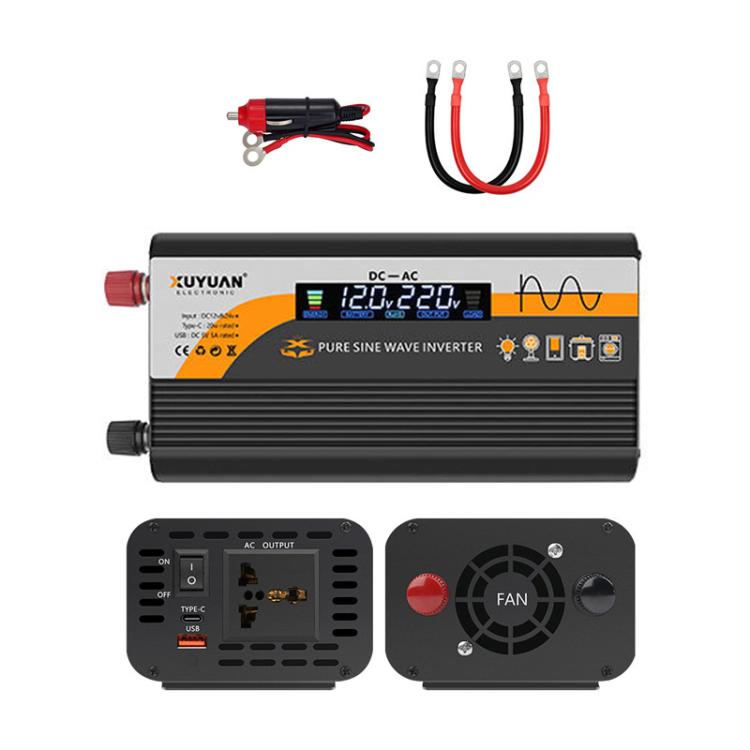 12V / 24V To 220V Pure Sine Wave Inverter Universal Car Power Converter — 800W Black