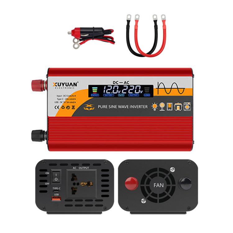 12V / 24V To 220V Pure Sine Wave Inverter Universal Car Power Converter — 4000W Black
