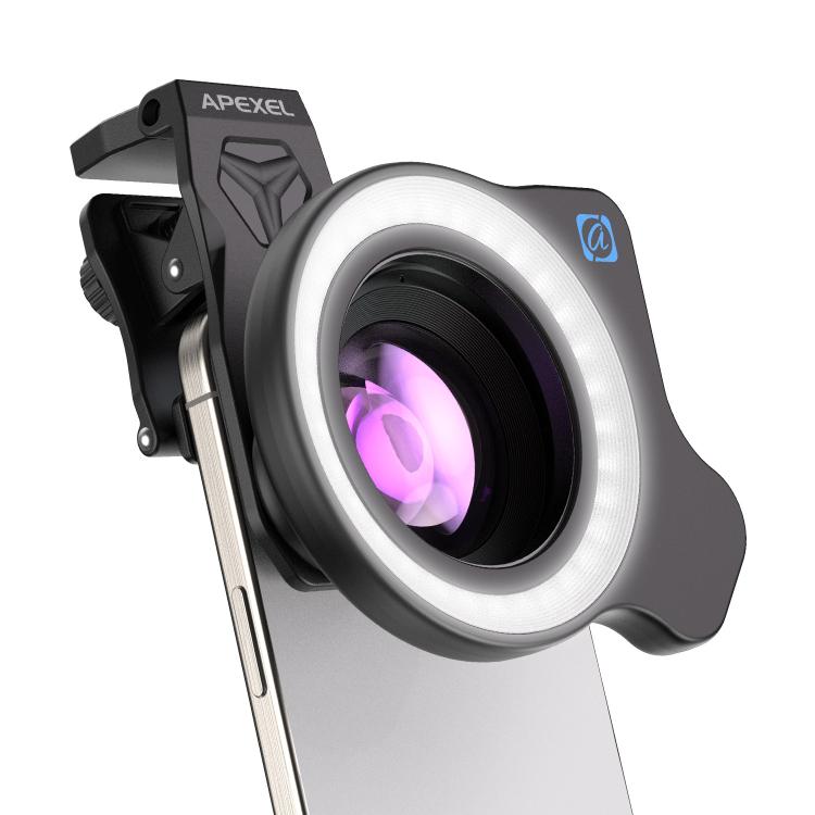 APEXEL HB100 Ultra Macro Lens & FL26 Fill Light Combo for Smartphones Close-Up Photography Kit