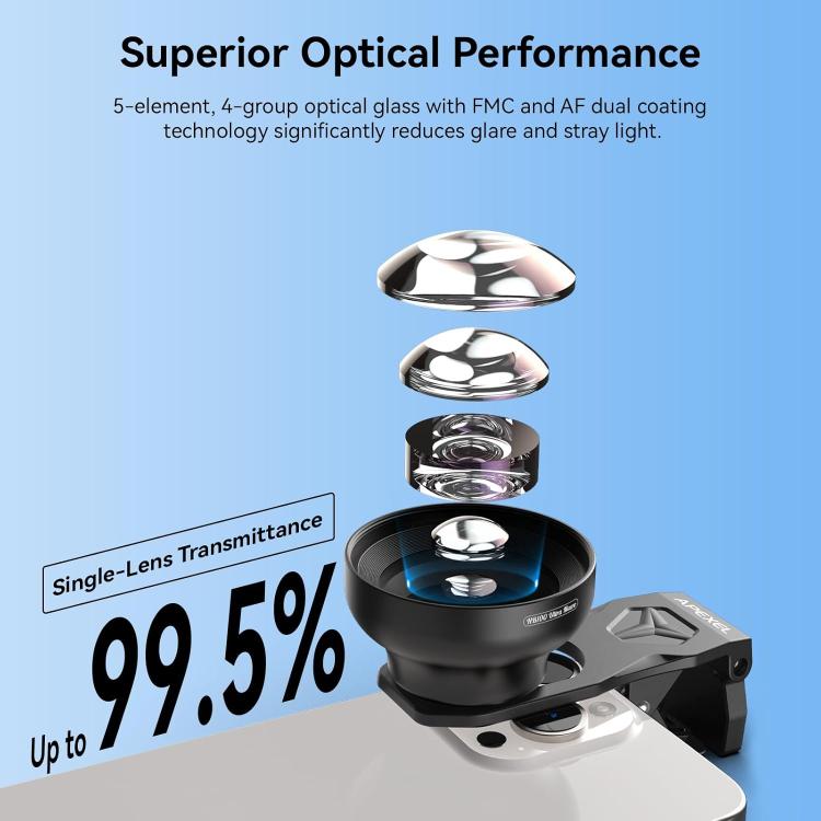 APEXEL HB100 Ultra Macro Lens & FL26 Fill Light Combo for Smartphones Close-Up Photography Kit