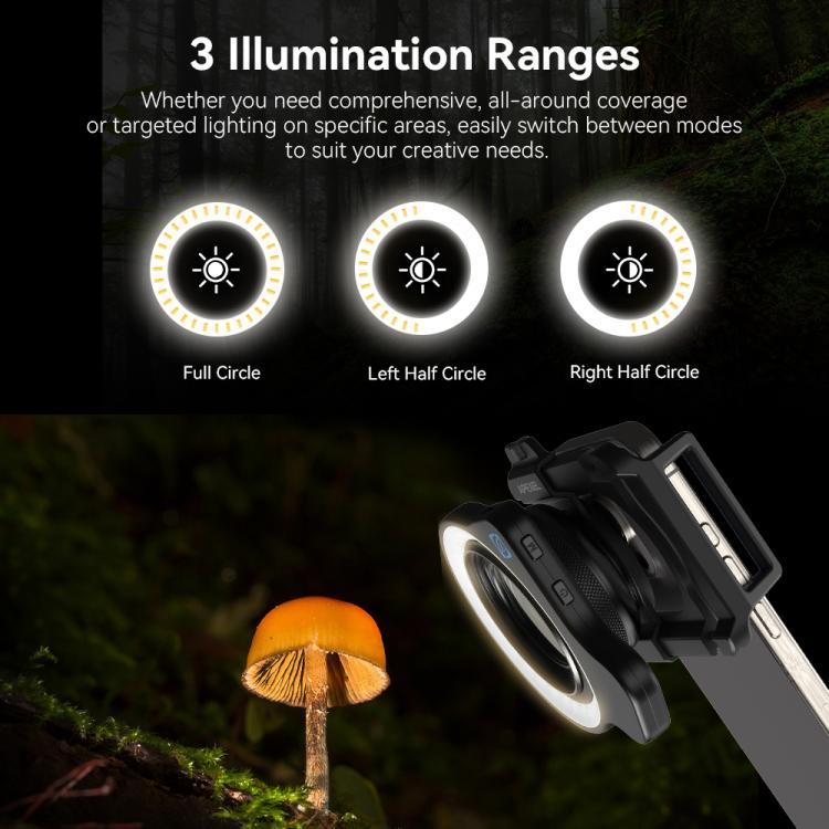 APEXEL HB100 Ultra Macro Lens & FL26 Fill Light Combo for Smartphones Close-Up Photography Kit