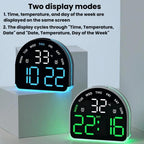 LED Ambient Light Electronic Clock Multifunctional Alarm Clock Home Lighting Table Clock — White Shell Pink Light