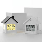 House-Shaped LCD Alarm Clock Multifunctional Children Clock Bedside Clock With Night Light — White
