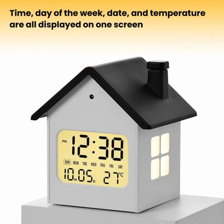 House-Shaped LCD Alarm Clock Multifunctional Children Clock Bedside Clock With Night Light — view 4