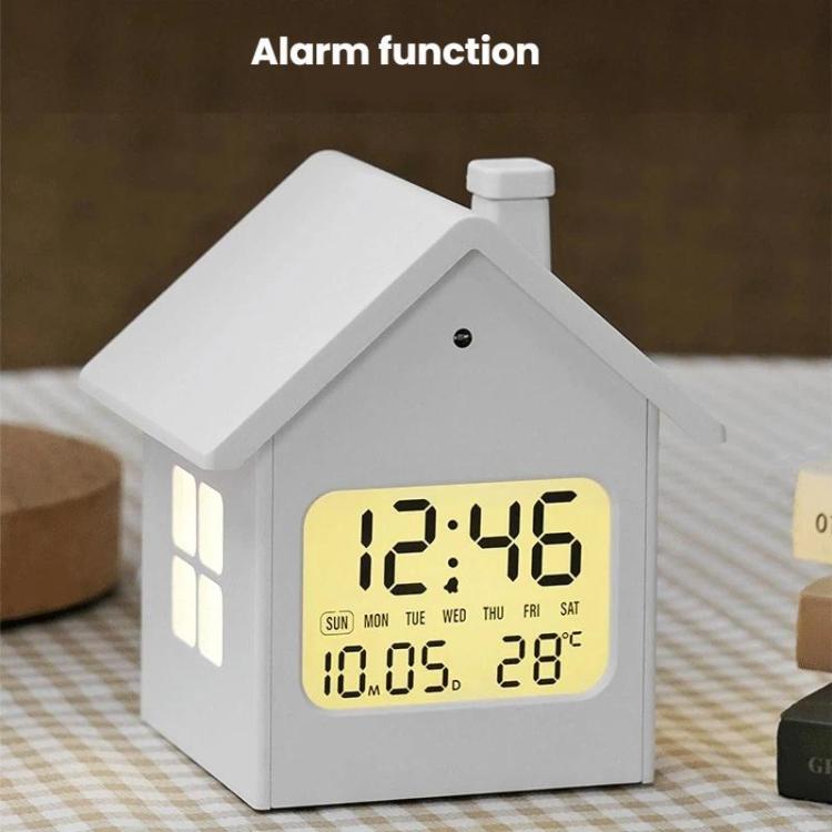 House-Shaped LCD Alarm Clock Multifunctional Children Clock Bedside Clock With Night Light — view 6