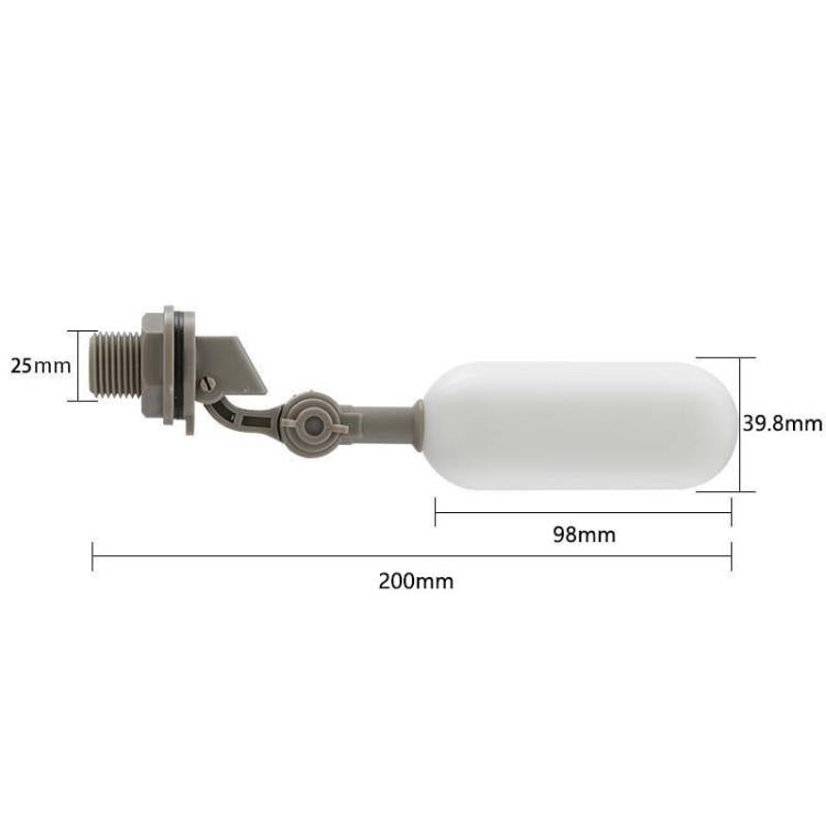 Mini Plastic Float Valve for Aquariums/Humidifiers/Small Water Tanks — 3/4 Inch/25mm Black