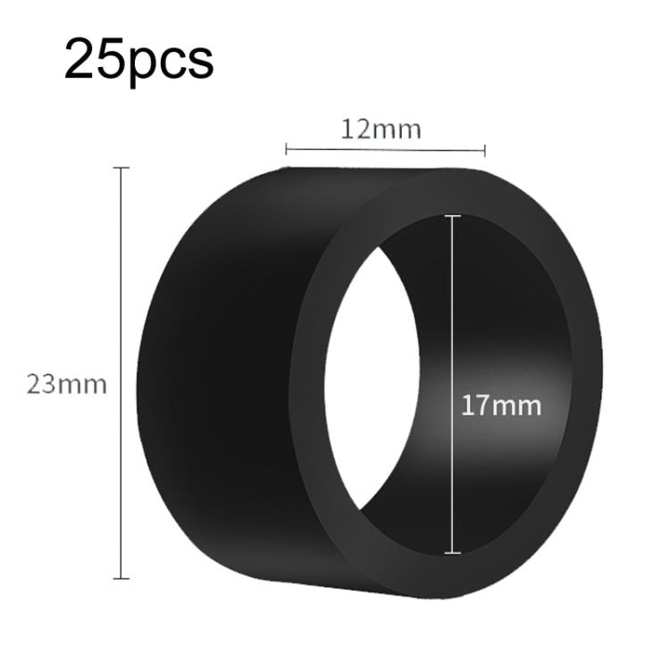 Silicone Fishing Rod Stop Anti-Slip Ring Fishing Rod Rubber Ring — 30pcs Small Black